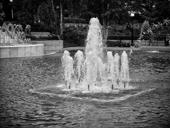 Water splashing in fountain at park
