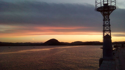 Silhouette of sea against sky during sunset