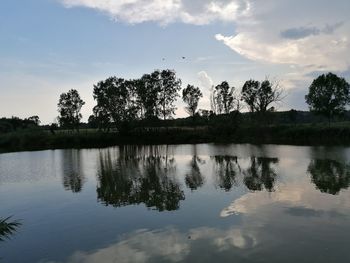 Scenic view of lake against sky