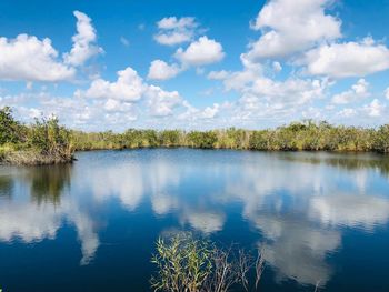 Scenic view of lake against sky