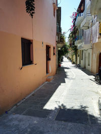 Empty alley amidst buildings in city