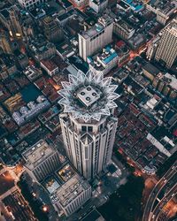 High angle view of city buildings