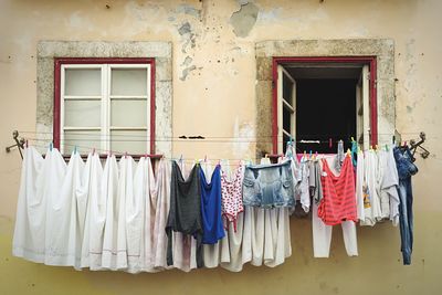 Clothes drying in row