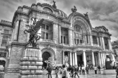 Low angle view of statue against sky