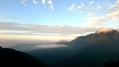 Scenic view of landscape against cloudy sky