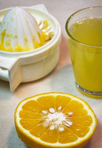 Close-up of drink in glass on table