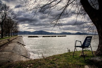 Scenic view of lake against sky