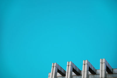 Low angle view of building against blue sky