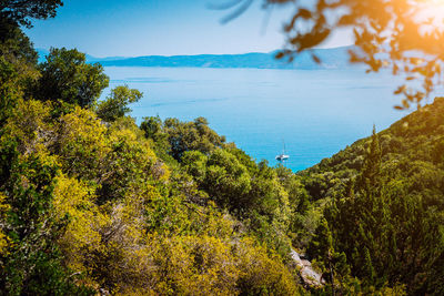 High angle view of sea against sky