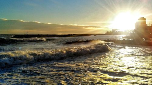 Scenic view of sea at sunset