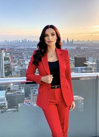 Portrait of young woman standing in city