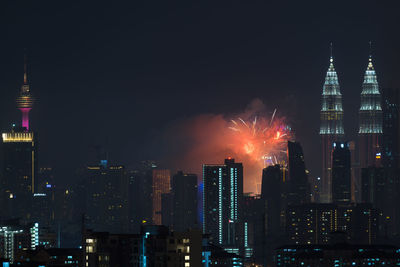 City lit up at night