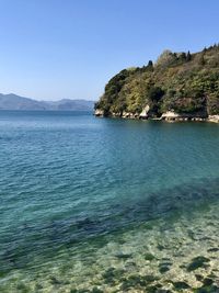 Scenic view of sea against clear sky