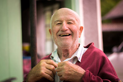 Close-up of smiling senior man