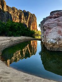 Scenic view of rock formations against sky