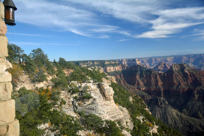 Scenic view of tree mountains against sky