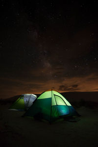 Tent against sky at night