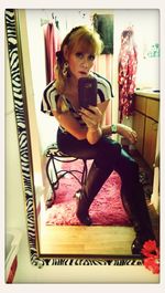 Close-up of woman standing in pond