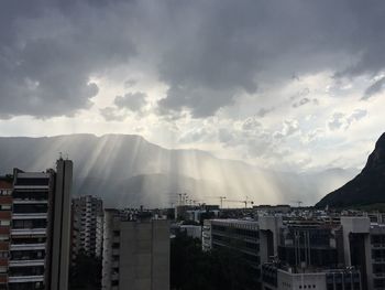 Panoramic view of buildings in city against sky