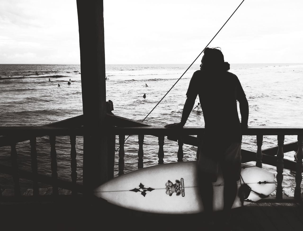 sea, horizon over water, water, men, rear view, leisure activity, lifestyles, sky, full length, beach, fishing, standing, fishing rod, nautical vessel, nature, silhouette, scenics