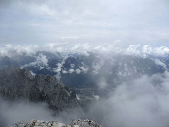 View from mountain alpspitze in garmisch-partenkirchen, bavaria, germany in summertime