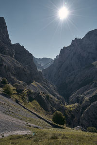 Scenic view of mountains against clear sky