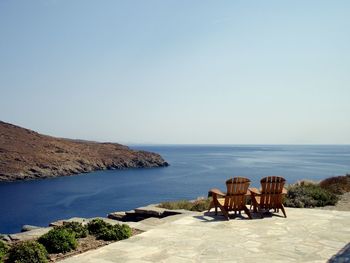 Scenic view of sea against clear sky