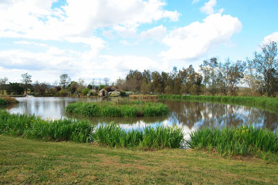 Scenic view of lake against sky