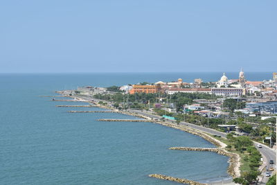 Scenic view of sea against clear sky