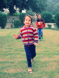 Portrait of smiling girl in park