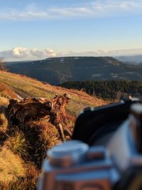 Close-up of field against sky