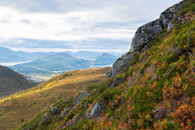 Scenic view of mountains against sky