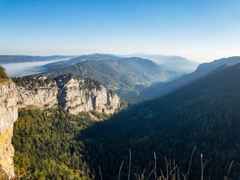 Scenic view of mountains against clear sky