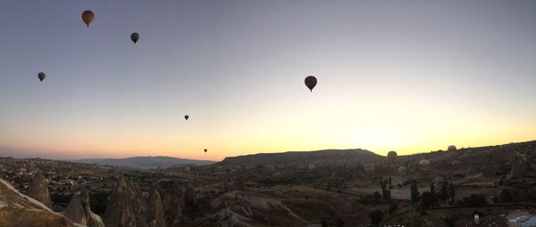 Panoramic view of hot air balloons at cappadocia