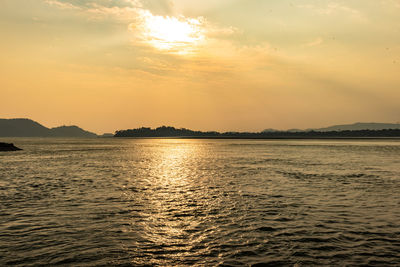 River island at dusk with pristine view