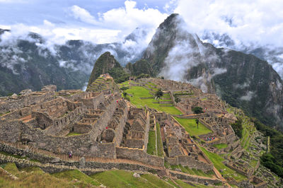 Low angle view of old ruins against sky