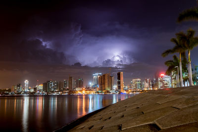 Illuminated city at night