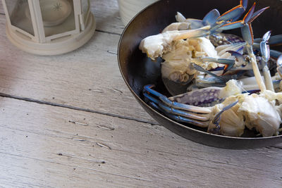 High angle view of food on table