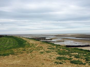 Scenic view of landscape against cloudy sky