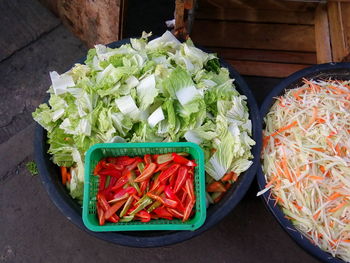 High angle view of vegetables for sale