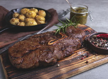 Close-up of food on table