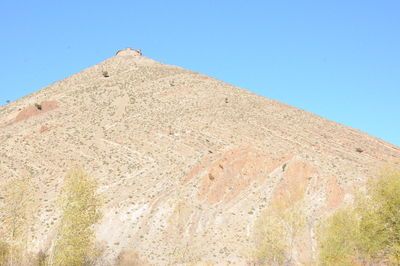 Low angle view of castle against clear blue sky