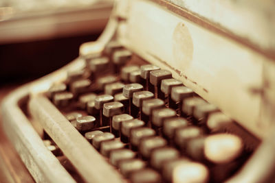 Close-up of computer keyboard on table