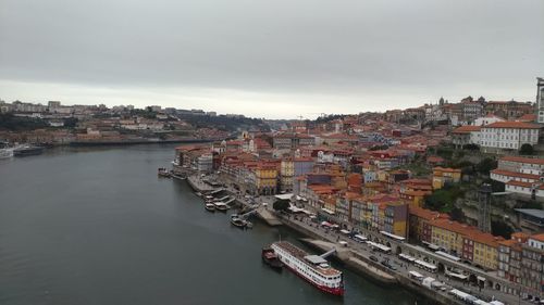 High angle view of cityscape against sky