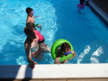 High angle view of people in swimming pool