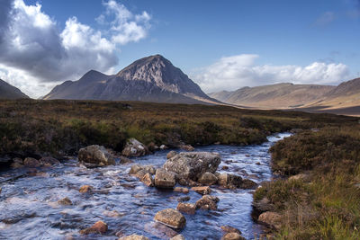 Scenic view of mountains against sky