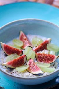 Close-up of chopped fruits in plate