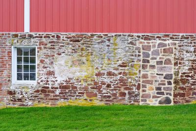 Multi colored brick wall