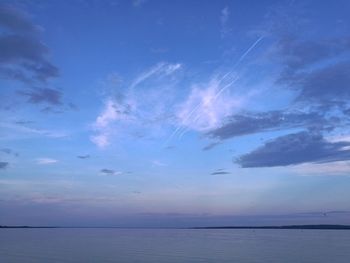 Scenic view of sea against blue sky