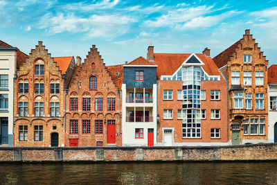 Brugge canal and old houses. bruges, belgium